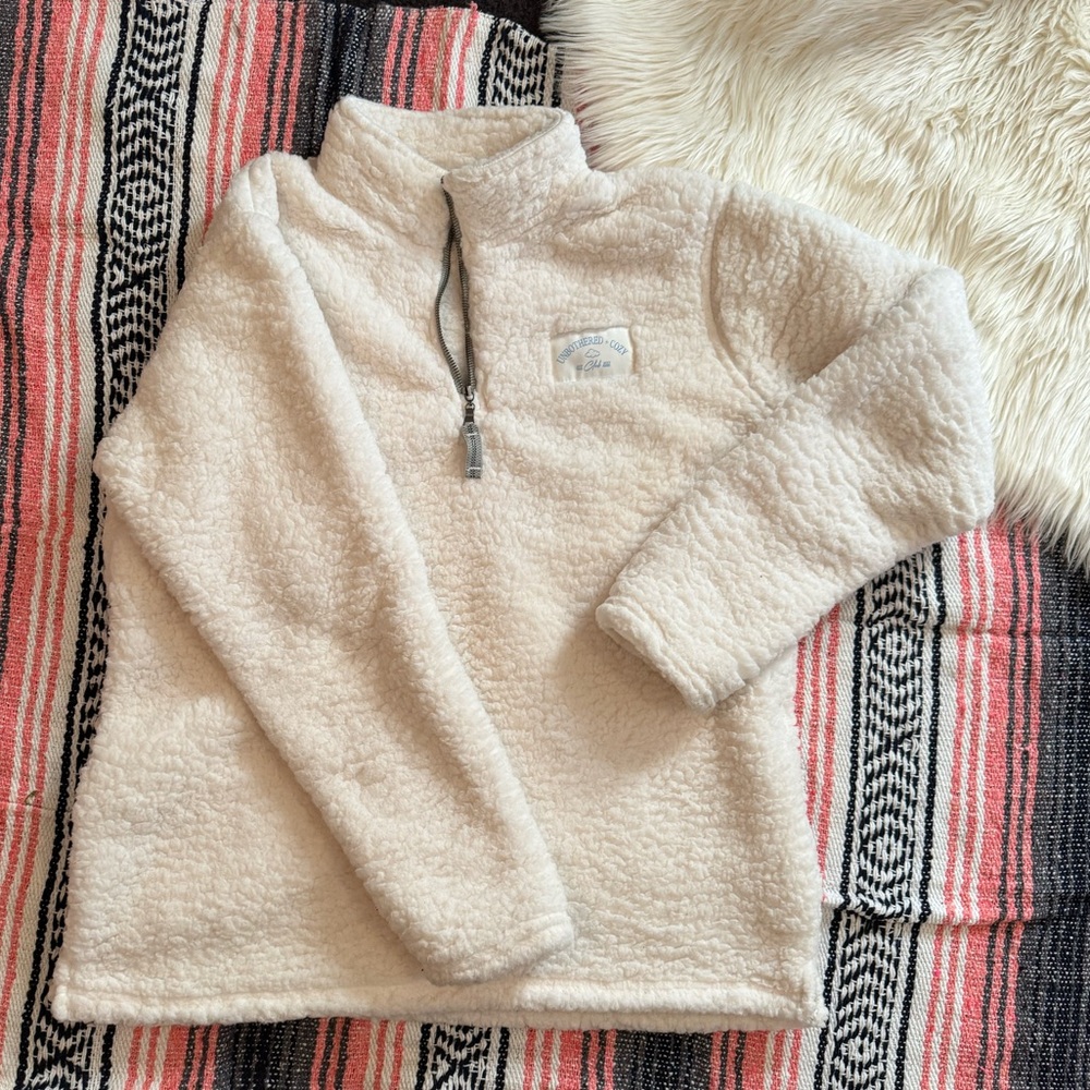 Unbothered + Cozy Cream Sherpa Pullover- Remi Cruz